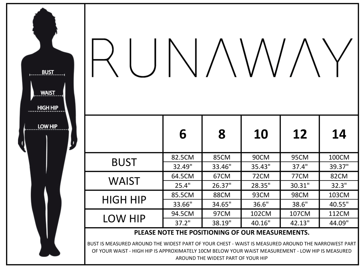 Bx Runaway Size Chart