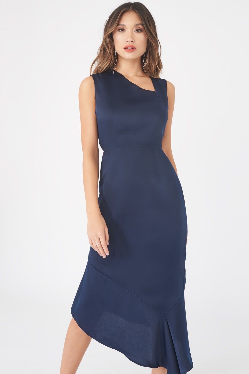 Lavish Alice Navy Blue Satin Dress - FINAL SALE