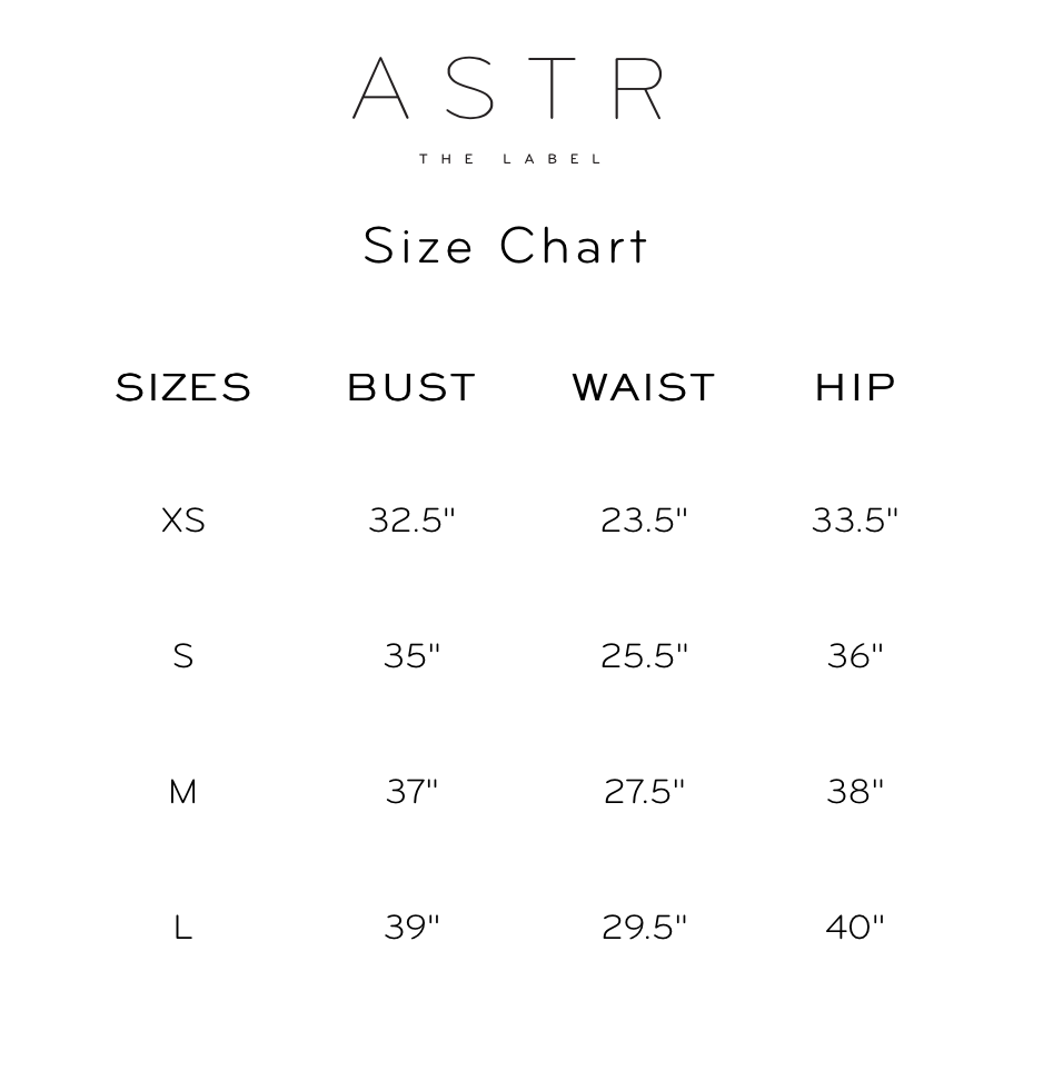 ASTR The Label Size Chart