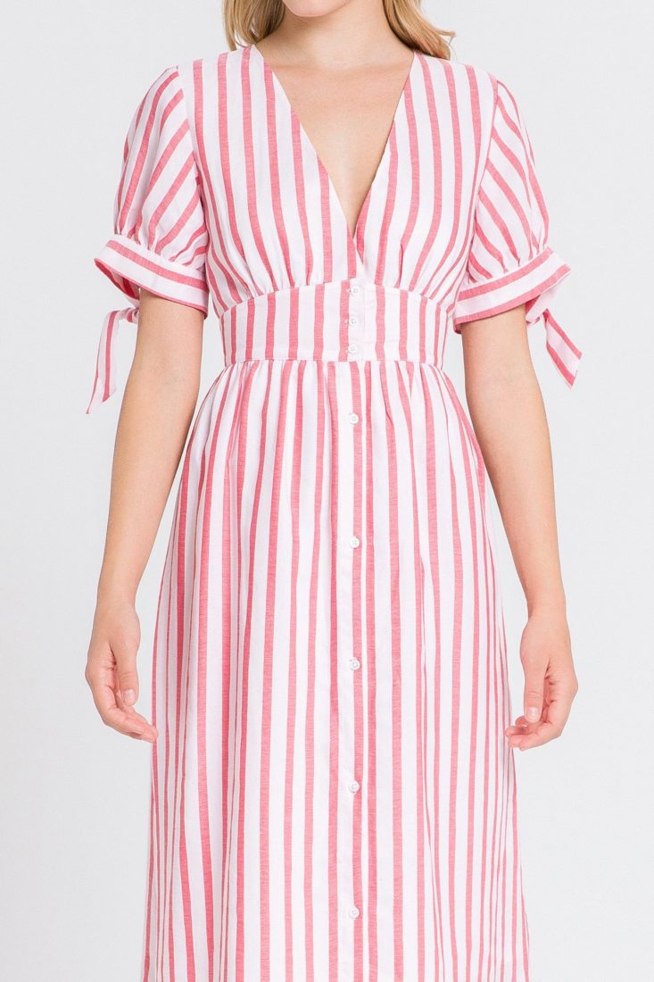 ENGLISH FACTORY Pink Stripe Midi Dress