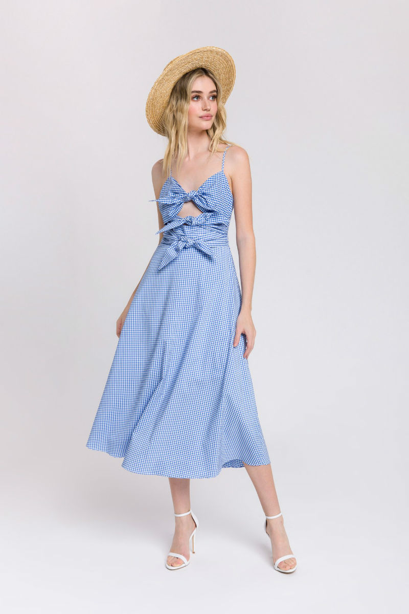 ENGLISH FACTORY Gingham Cami Dress with ties