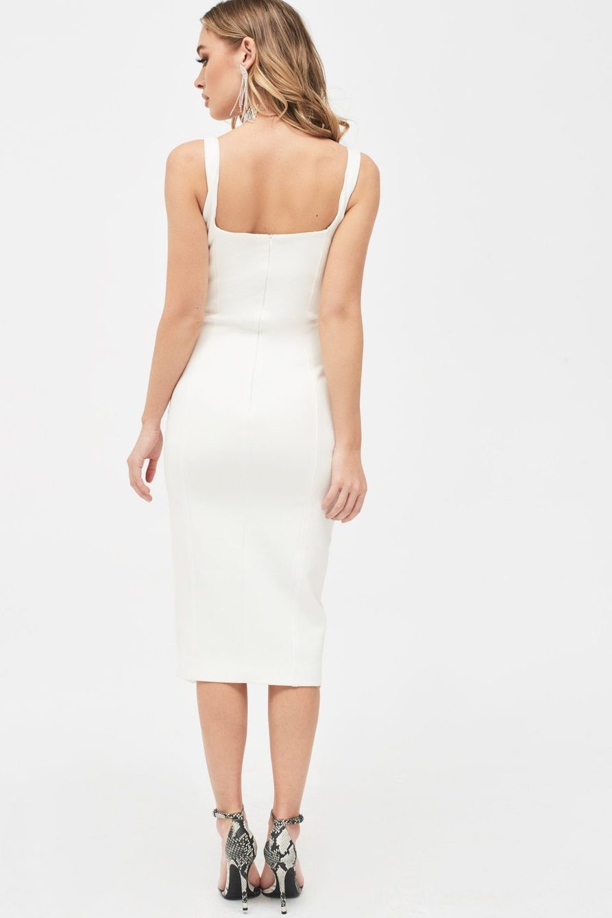 LAVISH ALICE Corset Detail Midi Dress (White)- only XL left!