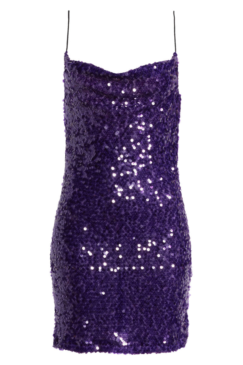 WAYF Rocky Sequin Mini Dress (Purple)